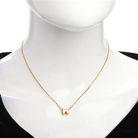 hermes mini pop h necklace white gold|Hermes leather hook necklace.